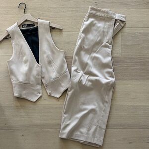Zara Beige Pants and Vest Set